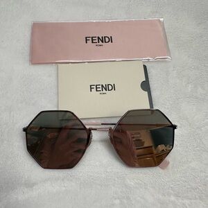 Fendi Hexagonal Sunglasses in Pink and Brown